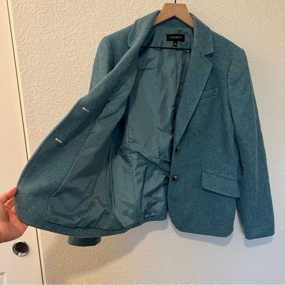 Talbots Wool Teal Blue Blazer- Size 12 - Picture 6 of 9